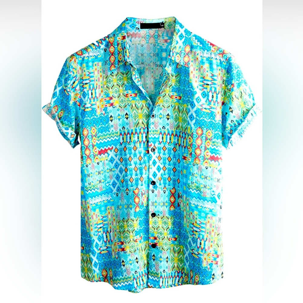 Vatpave Men’s casual Hawaiian floral shirt short sleeve button down XXXL NWT